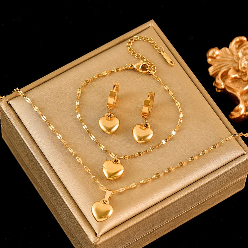 Stainless Steel Necklace Bracelet Set