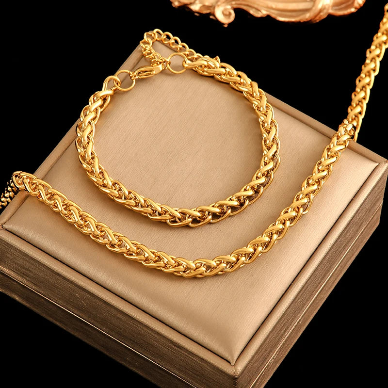 EILIECK 18K Gold Plated Stainless Steel Jewelry Set