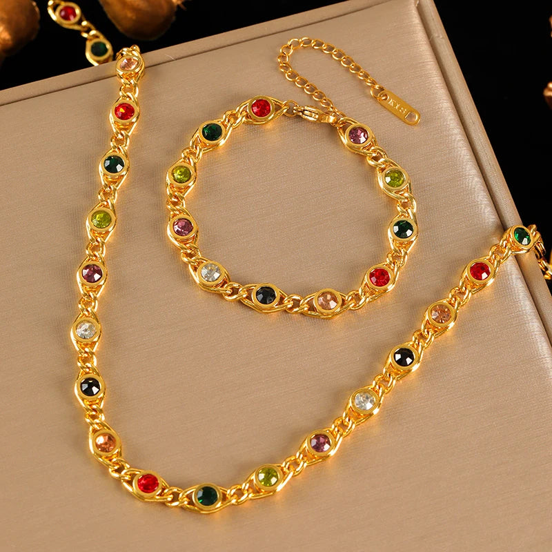 EILIECK 316L Stainless Steel Zircon Jewelry Set