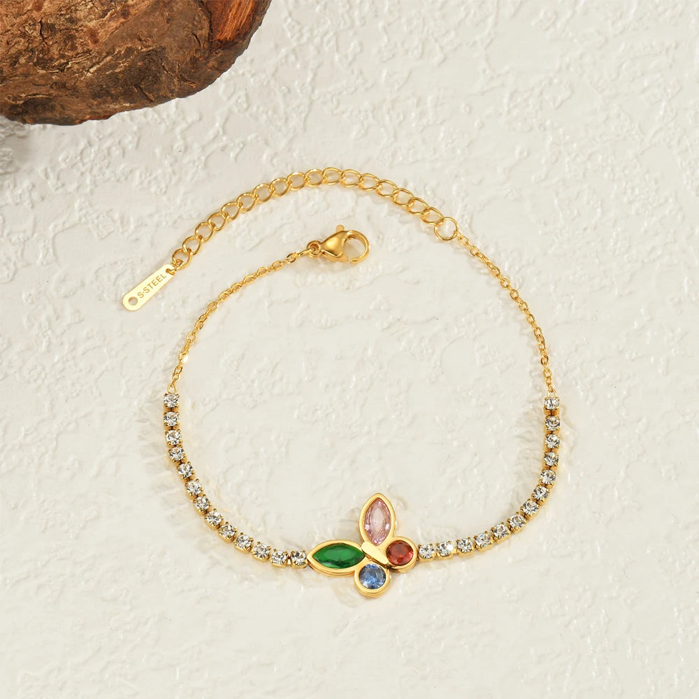 Sifisrri Colorful Butterfly Stainless Steel Bracelet
