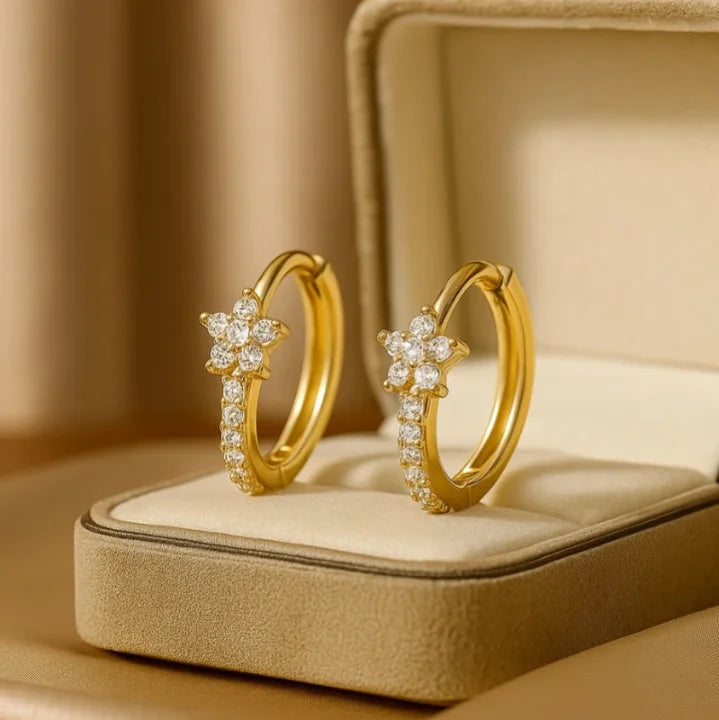 Stainless Steel Crystal Zircon Circle Earrings product stand display