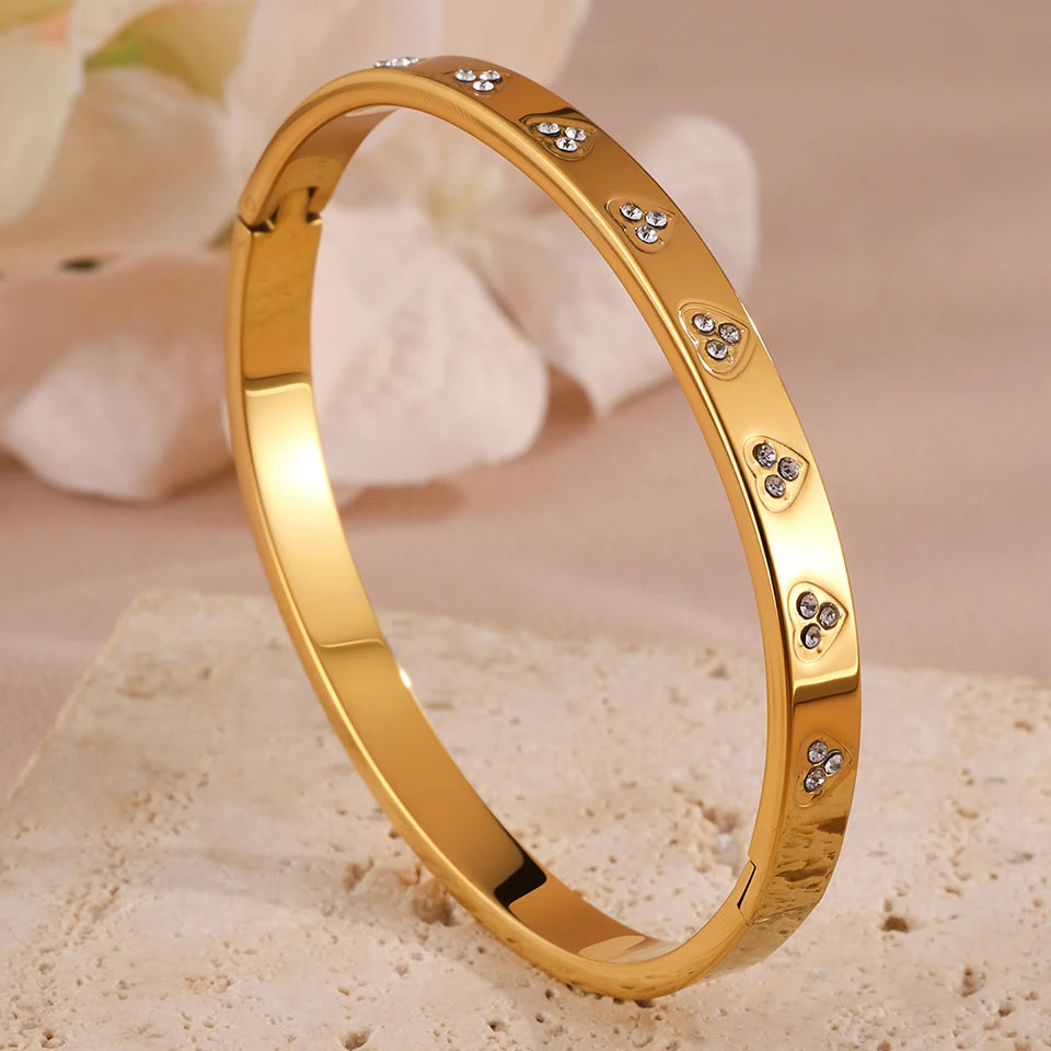 Yupsk Roman Numeral Zircon Stainless Steel Bracelet