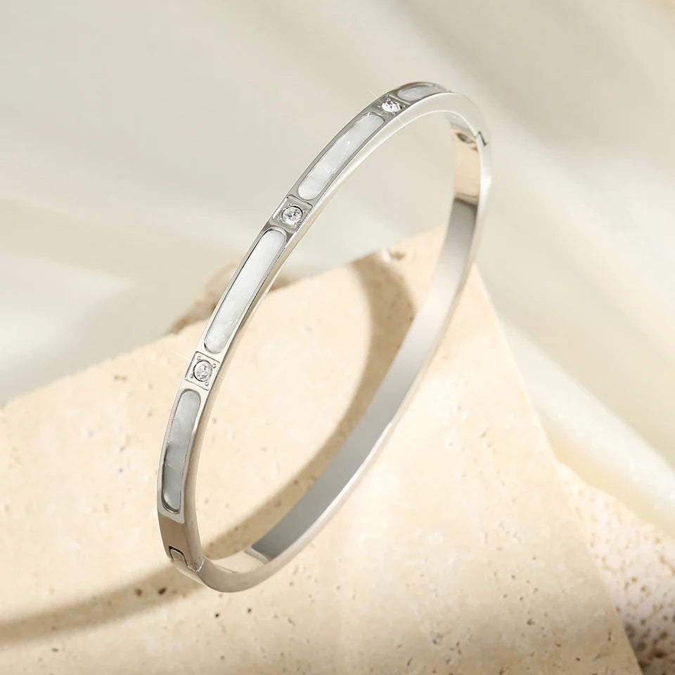 Yupsk Roman Numeral Zircon Stainless Steel Bracelet