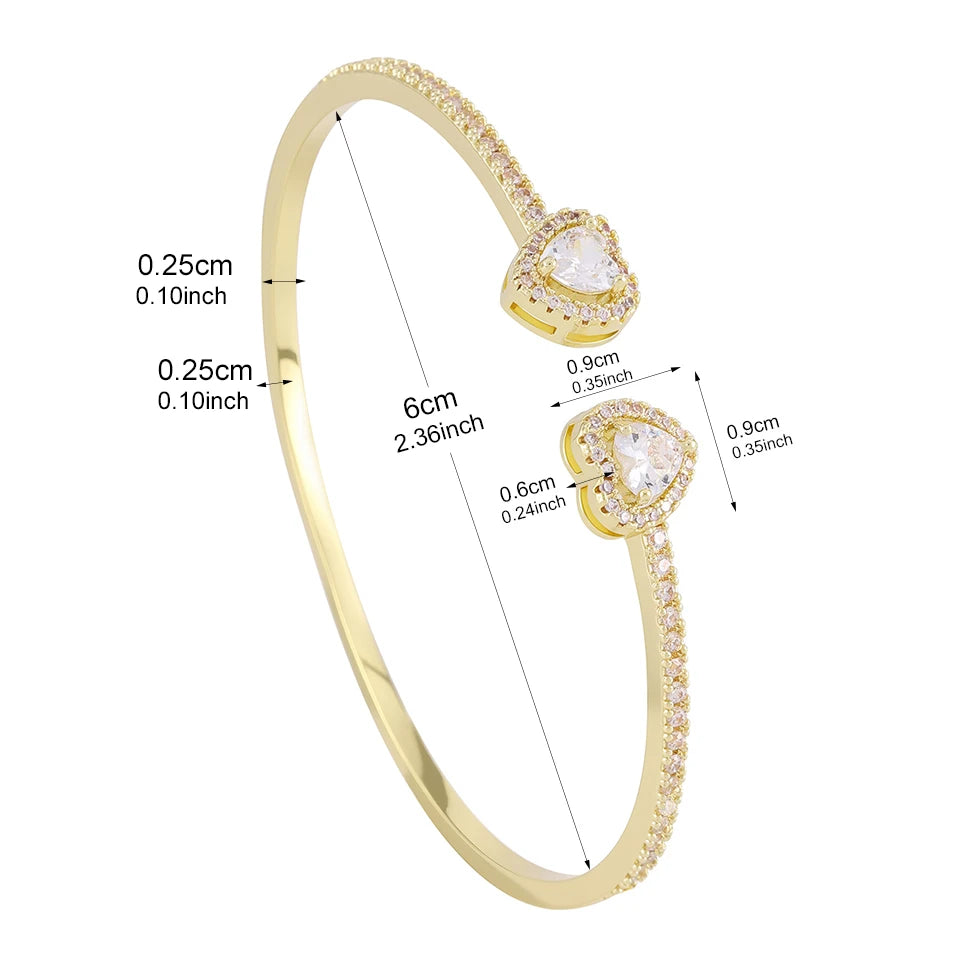 Yupsk 18K Gold Plated Heart Zircon Stainless Steel Bracelet