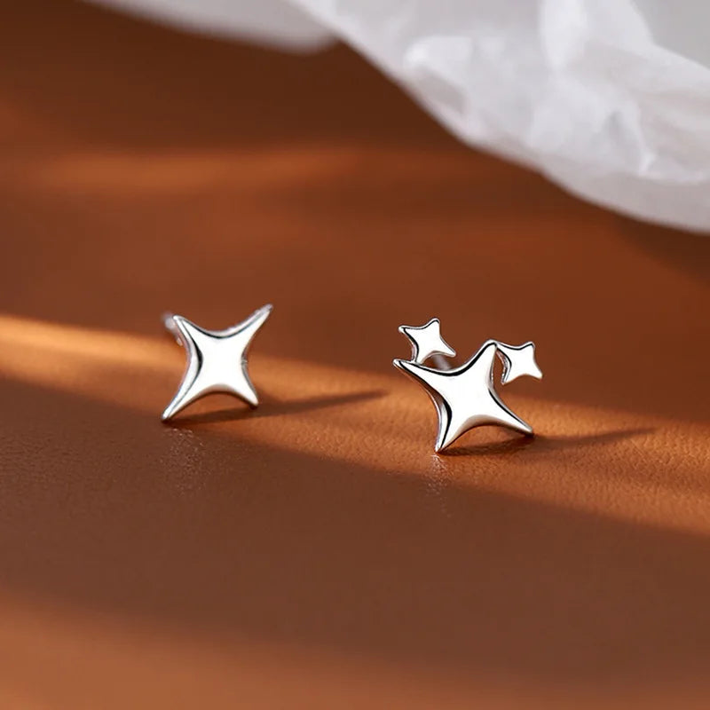 Stainless Steel Crystal Zircon Circle Earrings star design detail