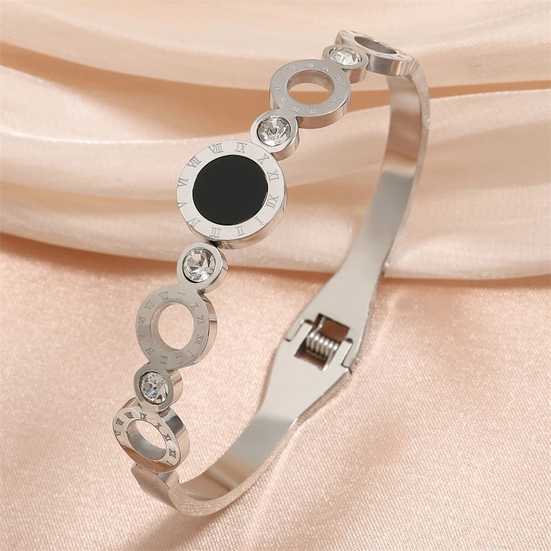 Yupsk Roman Numeral Stainless Steel Couple Bracelet Set