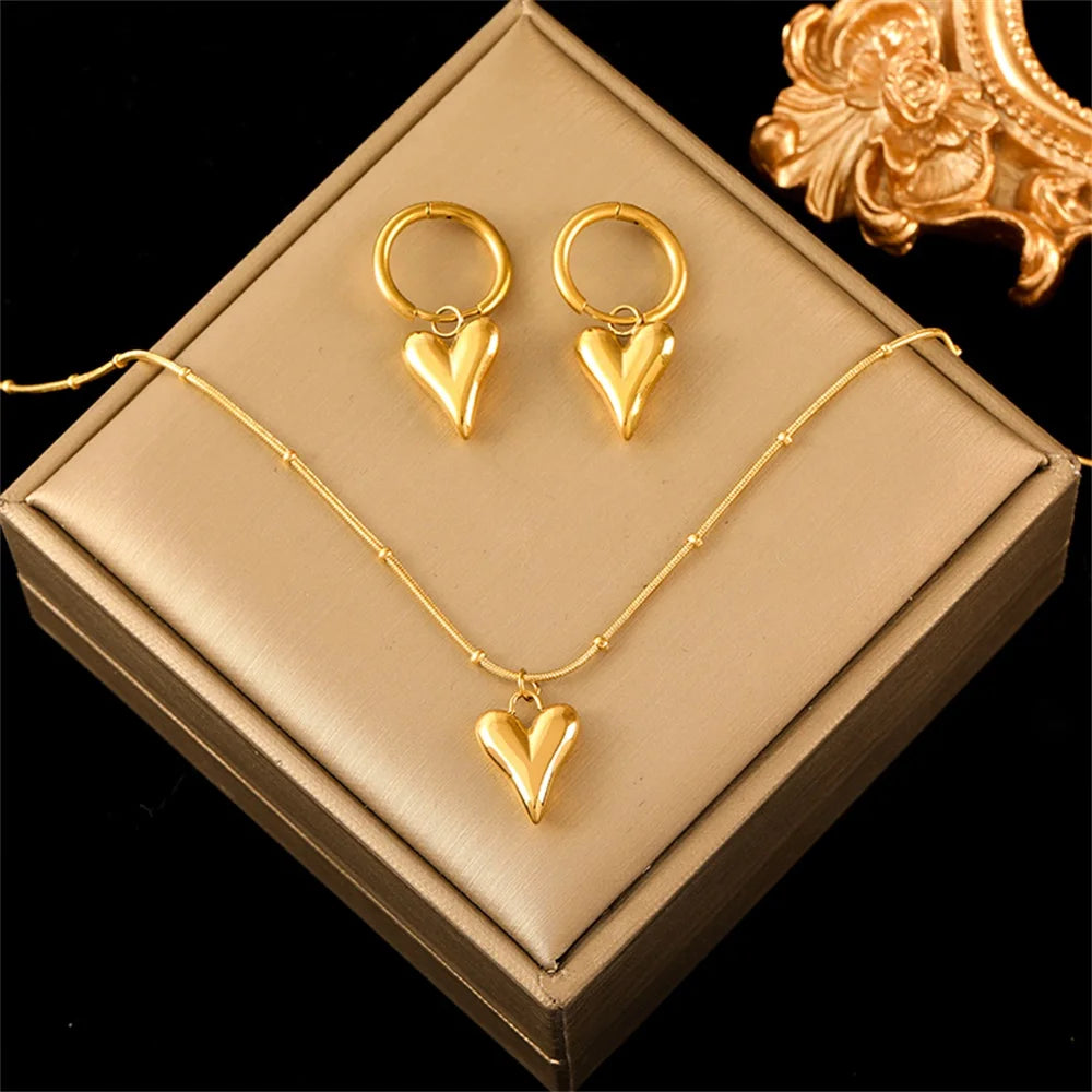 EILIECK 18K Gold Plated Heart Jewelry Set for Women
