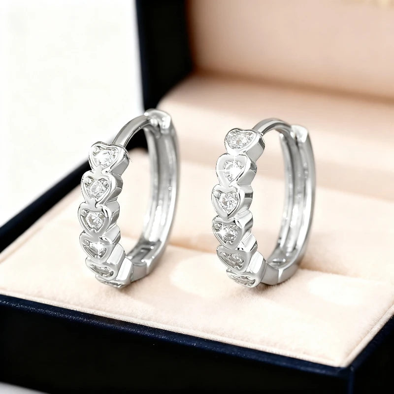 Stainless Steel Crystal Zircon Circle Earrings silver product in stand display