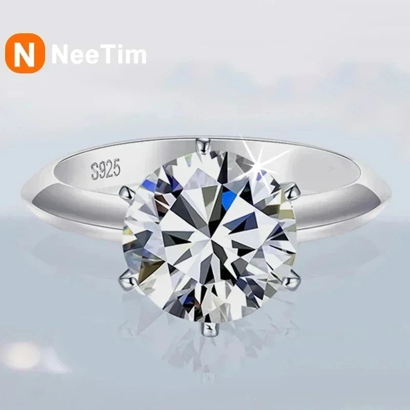 NeeTim 925 Sterling Silver Moissanite Engagement Ring