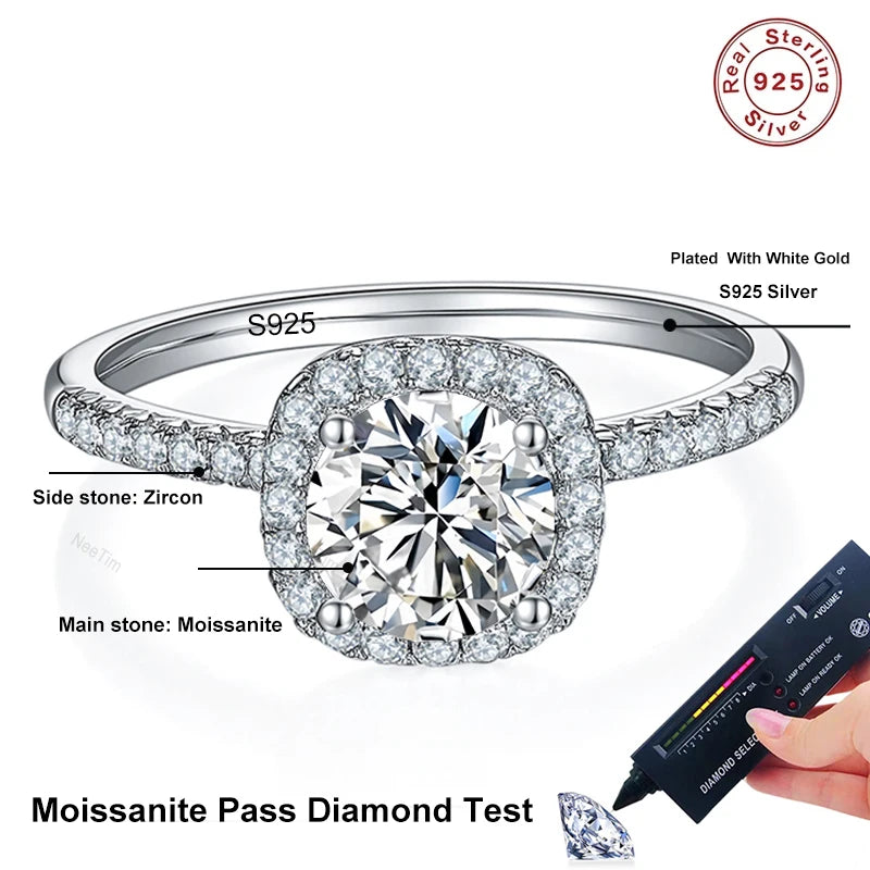 925 Sterling Silver Moissanite Wedding Band Ring design detail