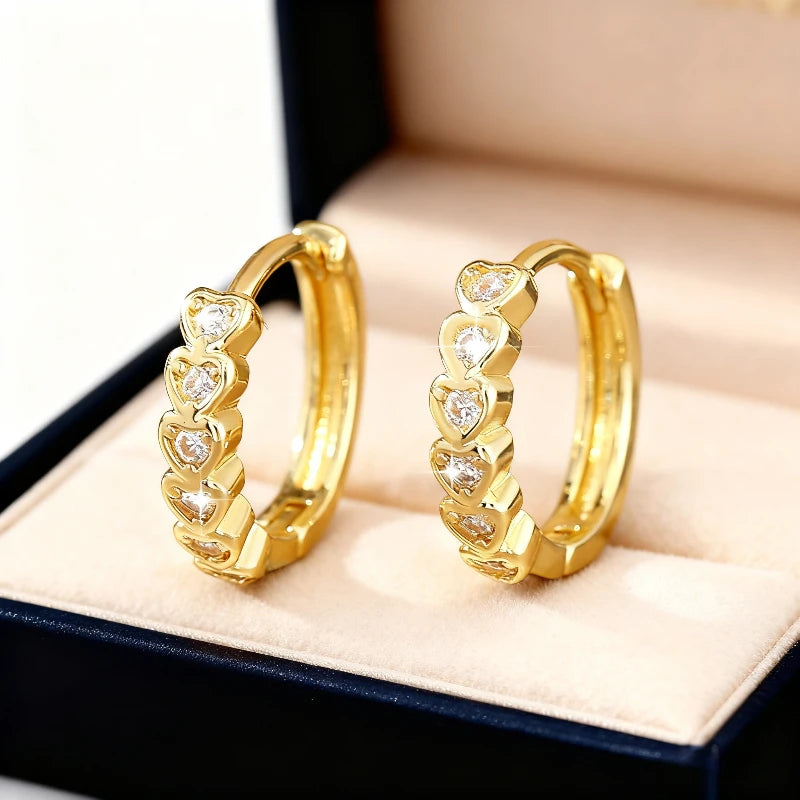 Stainless Steel Crystal Zircon Circle Earrings gold product in stand display