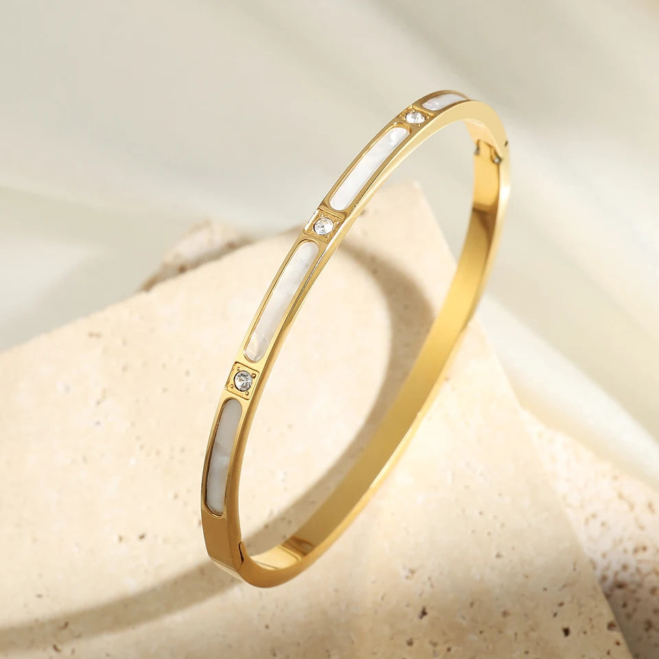 Yupsk Roman Numeral Zircon Stainless Steel Bracelet