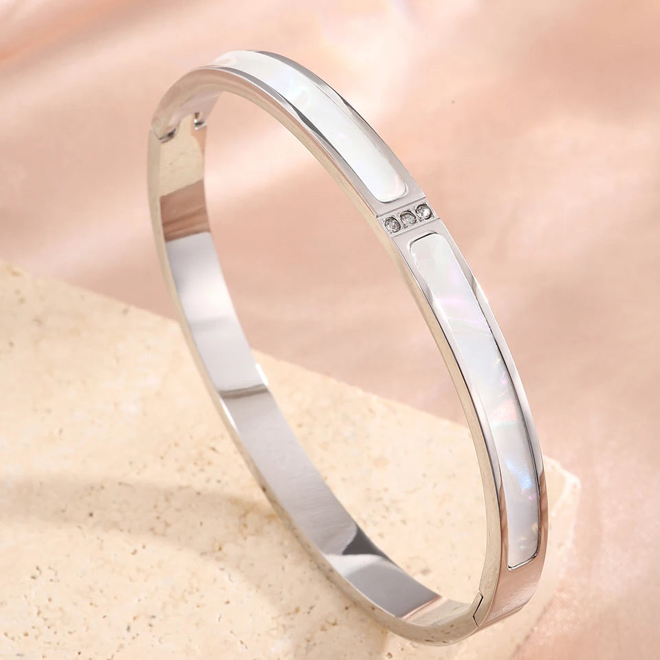 Yupsk 18K Gold Plated Heart Zircon Stainless Steel Bracelet