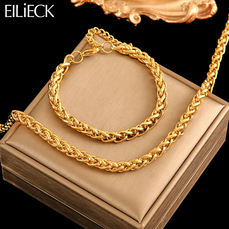 EILIECK 18K Gold Plated Stainless Steel Jewelry Set