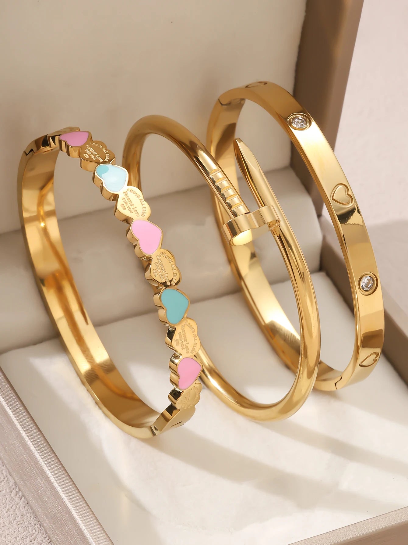 Stainless Steel 18K Gold Plated Wedding & Valentine Bracelet
