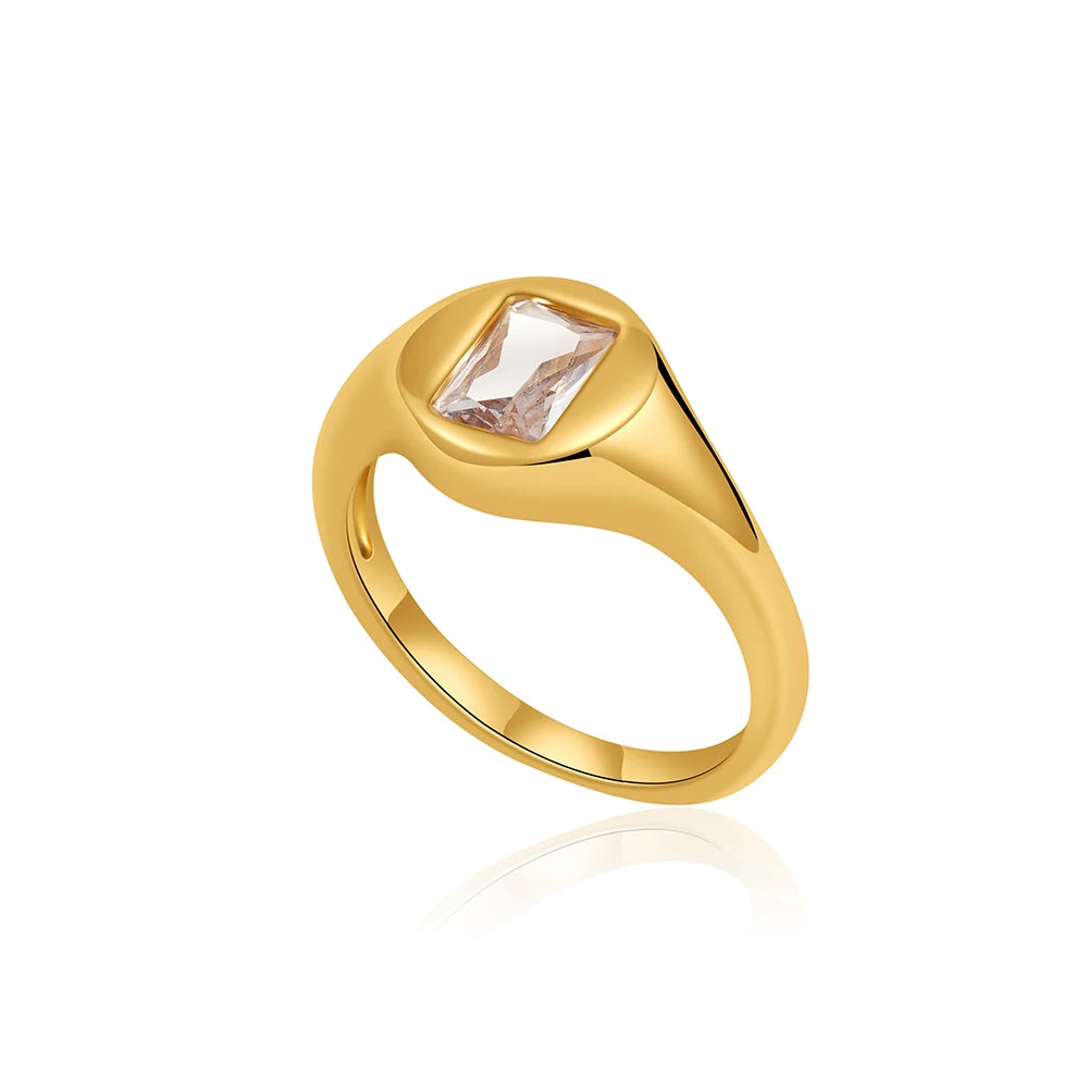 Fashion Oval Zircon Crystal Stainless Steel Ring