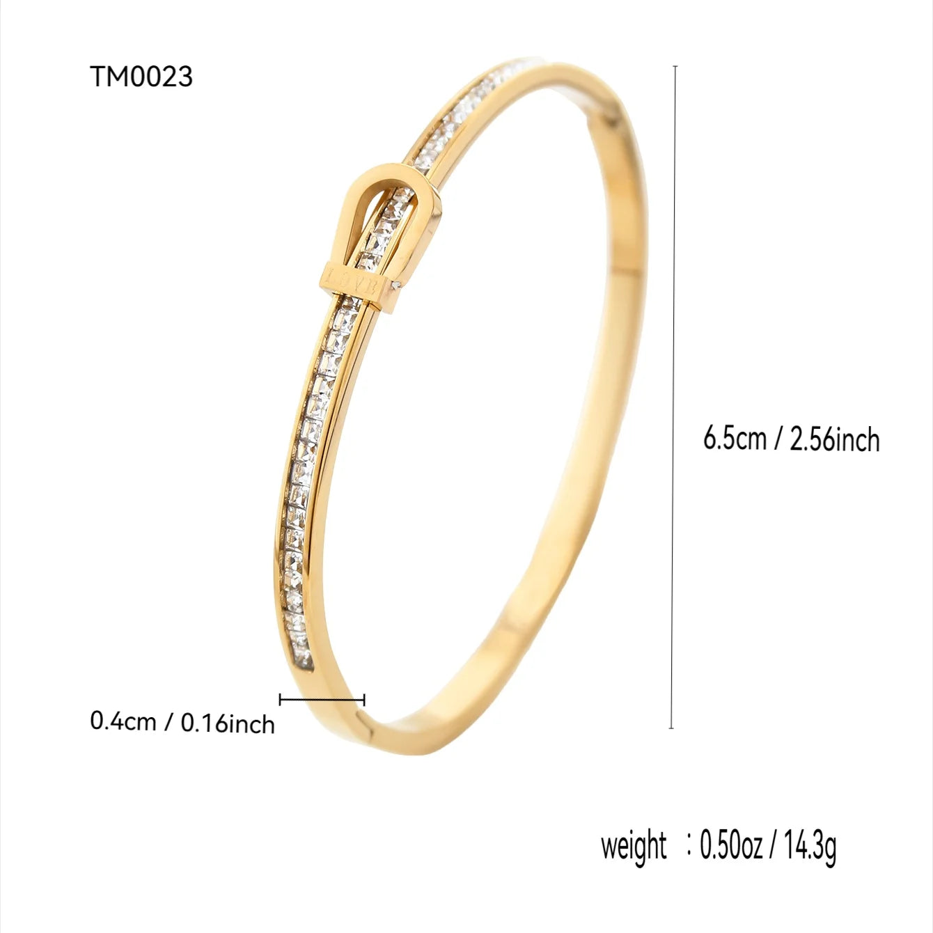Luxury Clover Bracelet for Women in Gold with Diamante Accents, Size 6.5cm, Fashion Jewelry for Women