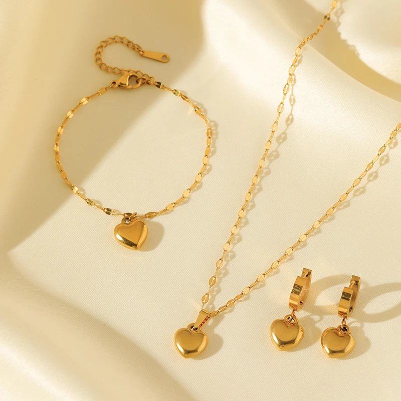 EILIECK 18K Gold Plated Heart Jewelry Set for Women