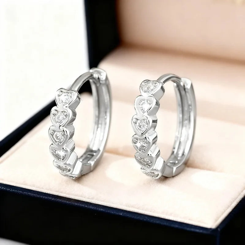 Stainless Steel Crystal Zircon Circle Earrings silver product view