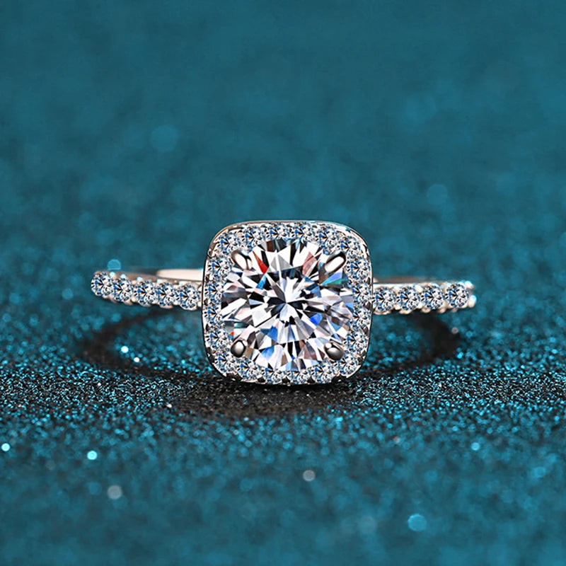 925 Sterling Silver Moissanite Wedding Band Ring