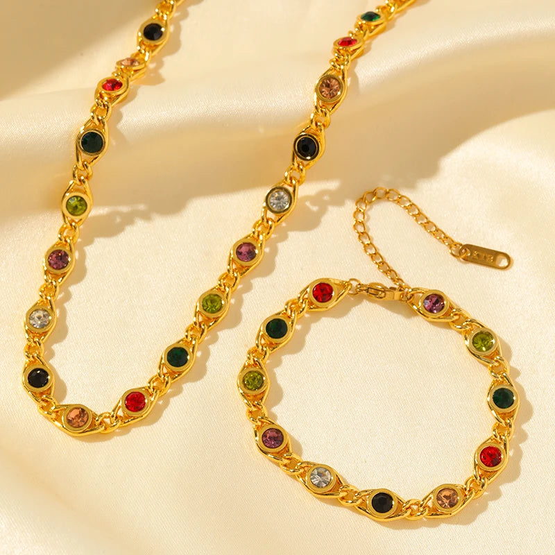EILIECK 316L Stainless Steel Zircon Jewelry Set