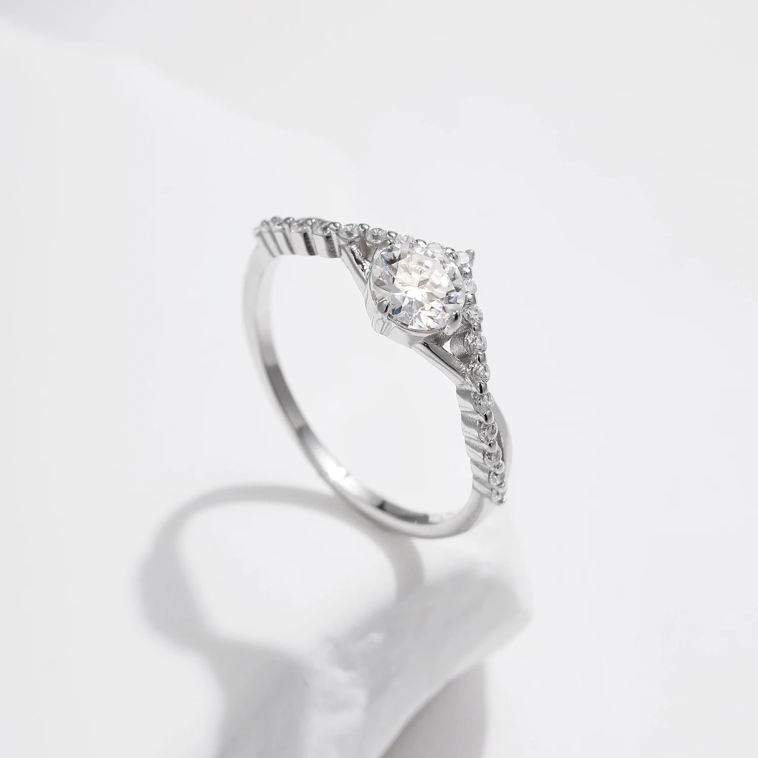 MODIAN 925 Sterling Silver Crown Moissanite Ring side profile view