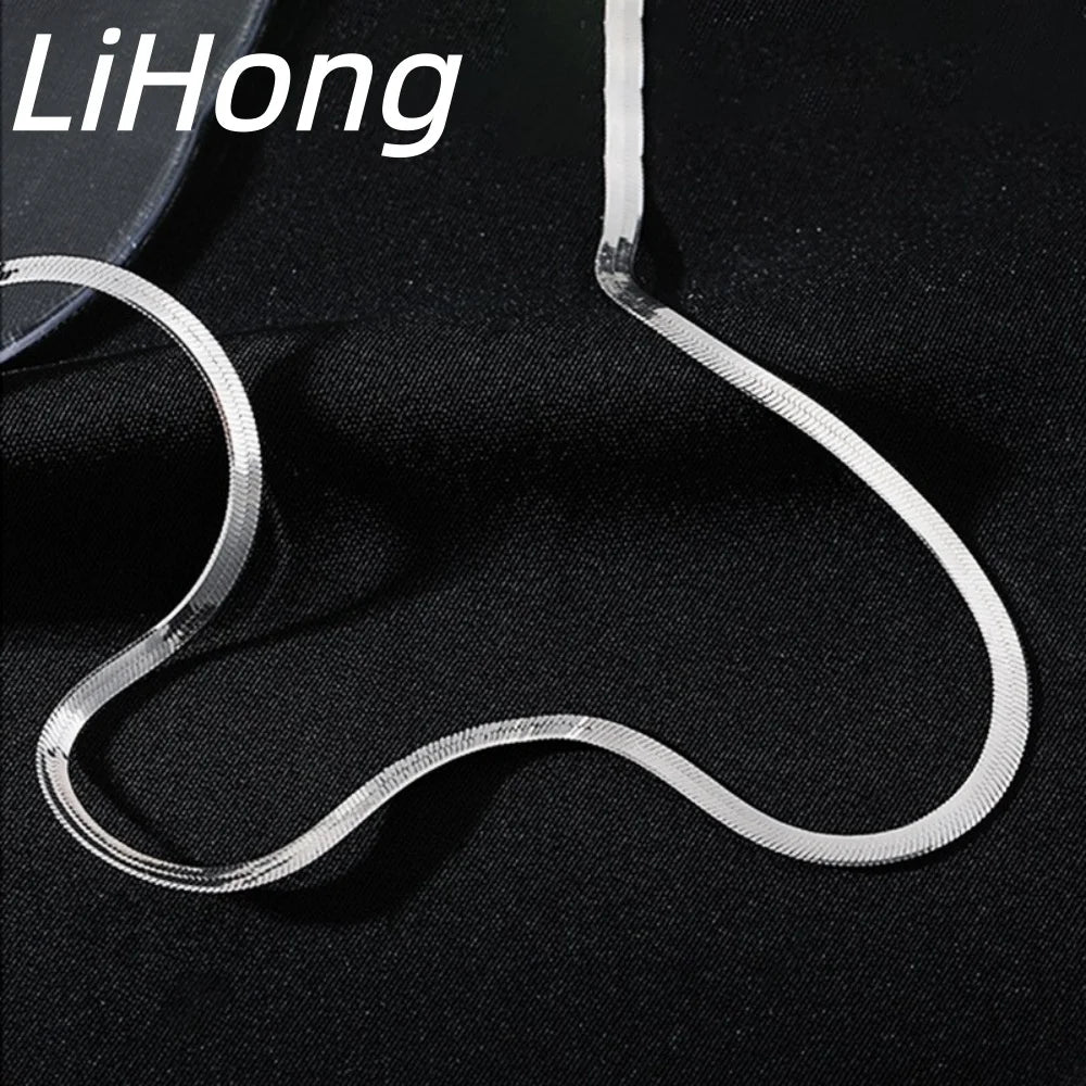 925 Sterling Silver Snake Blade Necklace elegant chain detail