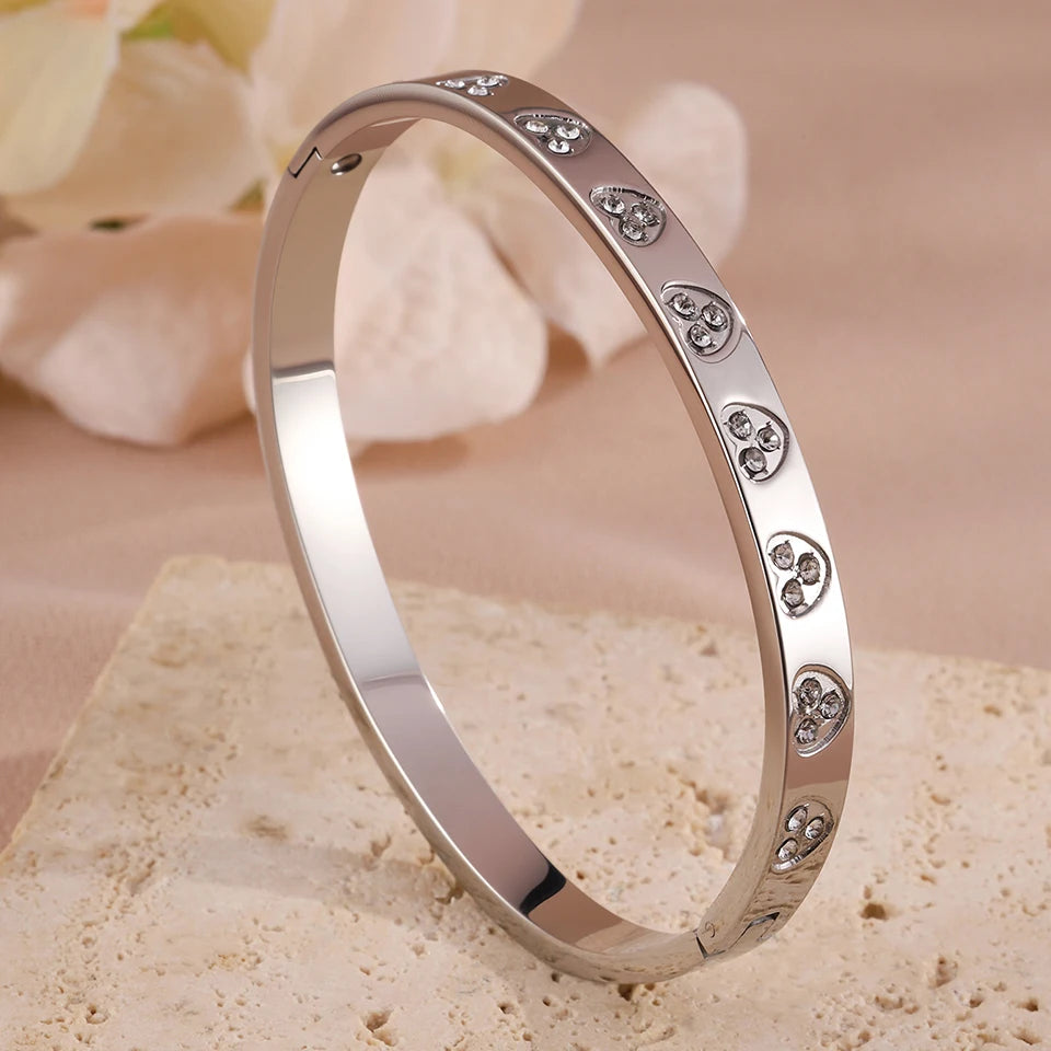 Yupsk Roman Numeral Zircon Stainless Steel Bracelet