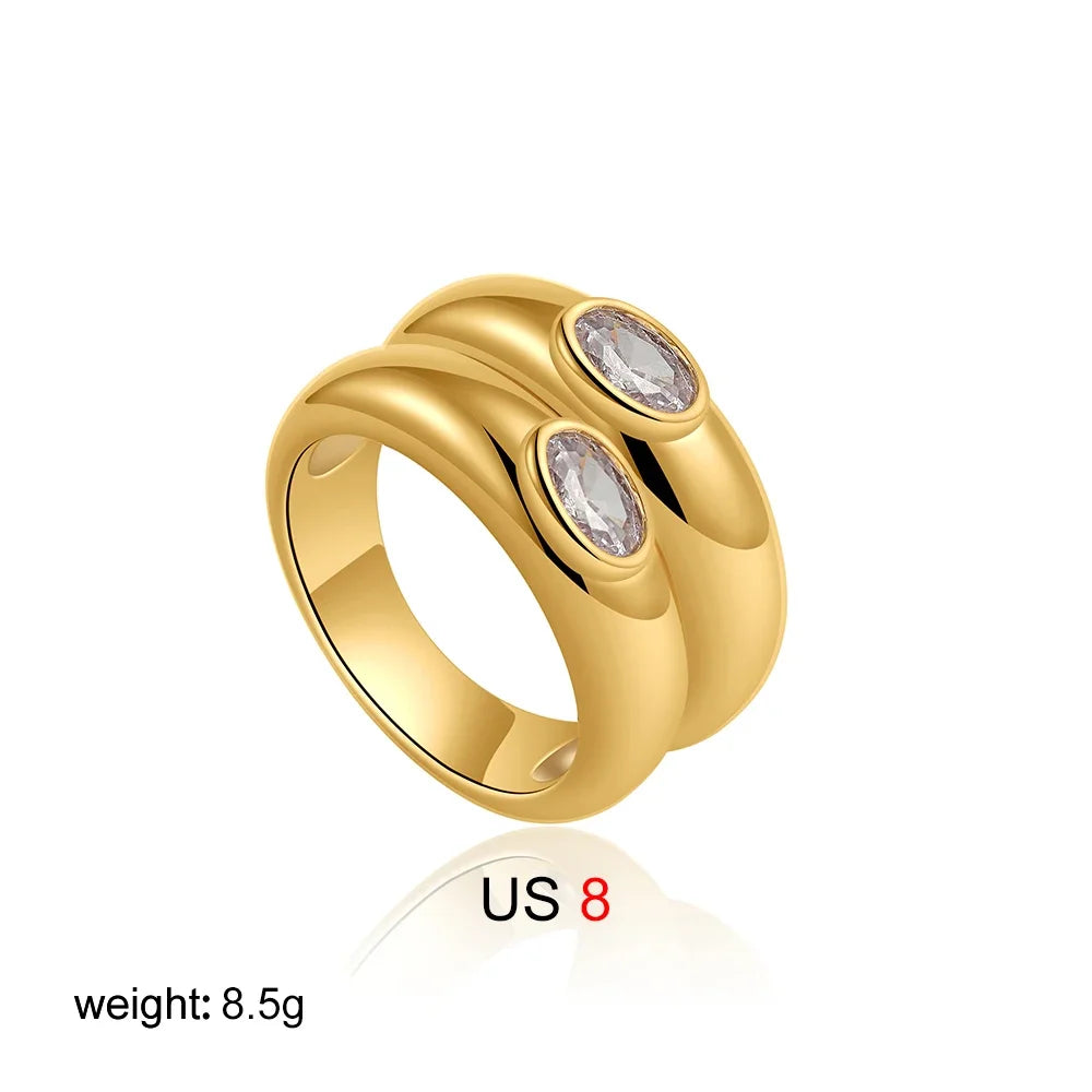 Fashion Oval Zircon Crystal Stainless Steel Ring