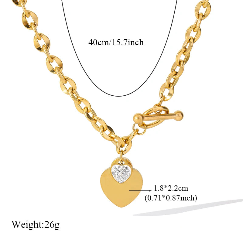 EILIECK Double Heart Stainless Steel Jewelry Set