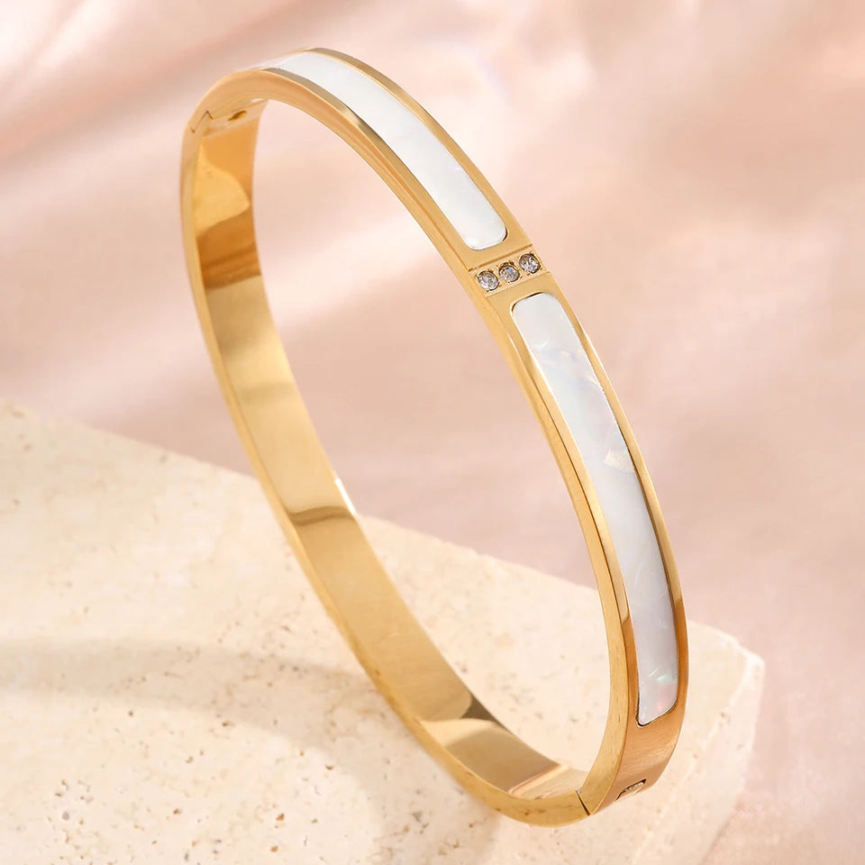 Yupsk 18K Gold Plated Heart Zircon Stainless Steel Bracelet