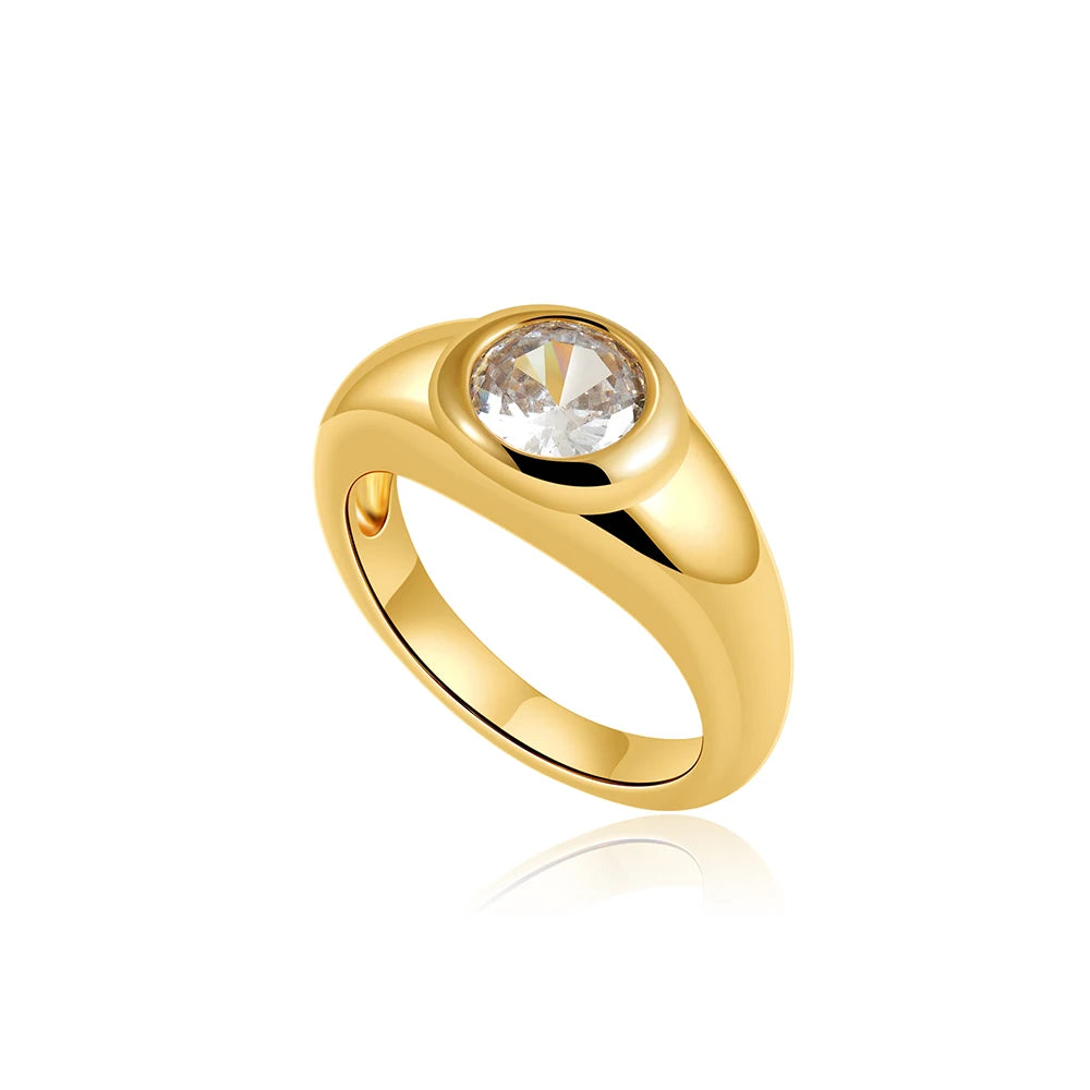 Fashion Oval Zircon Crystal Stainless Steel Ring