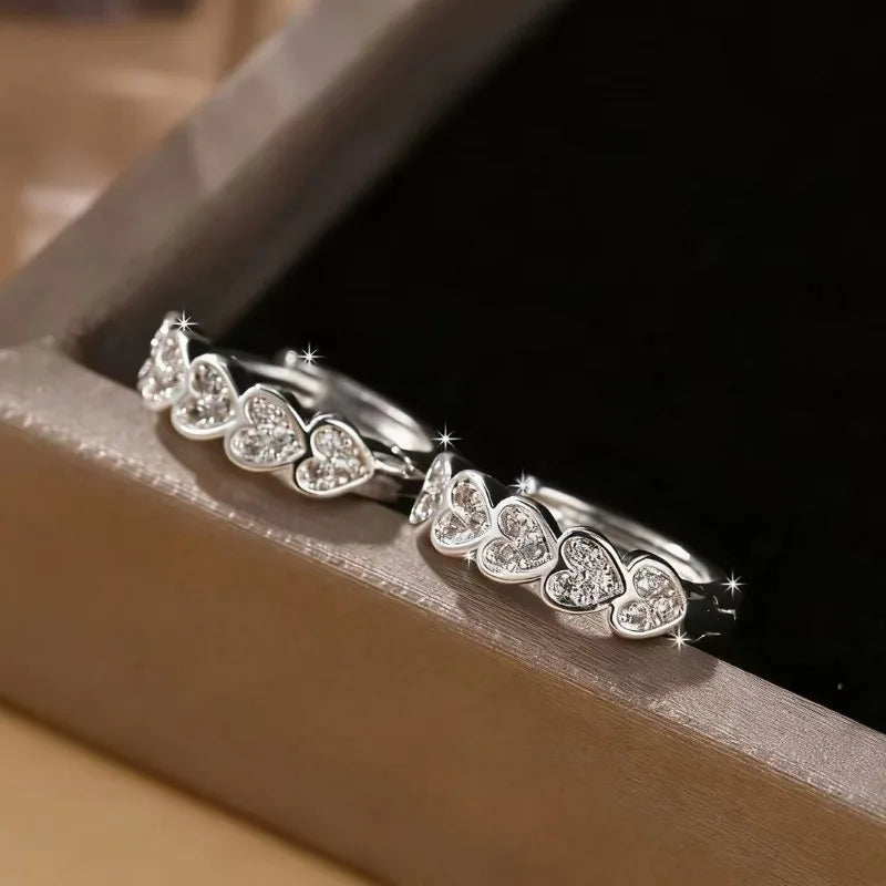 Stainless Steel Crystal Zircon Circle Earrings silver product view close up detail