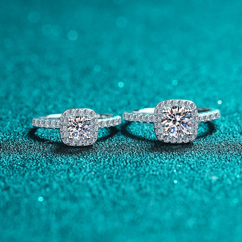 925 Sterling Silver Moissanite Wedding Band Ring