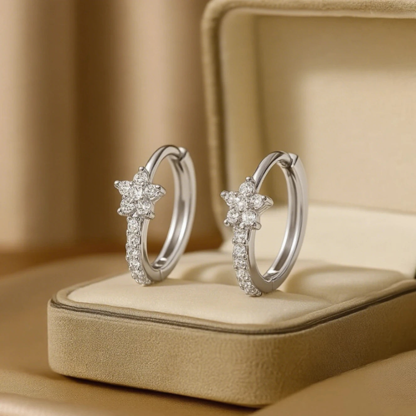 Stainless Steel Crystal Zircon Circle Earrings