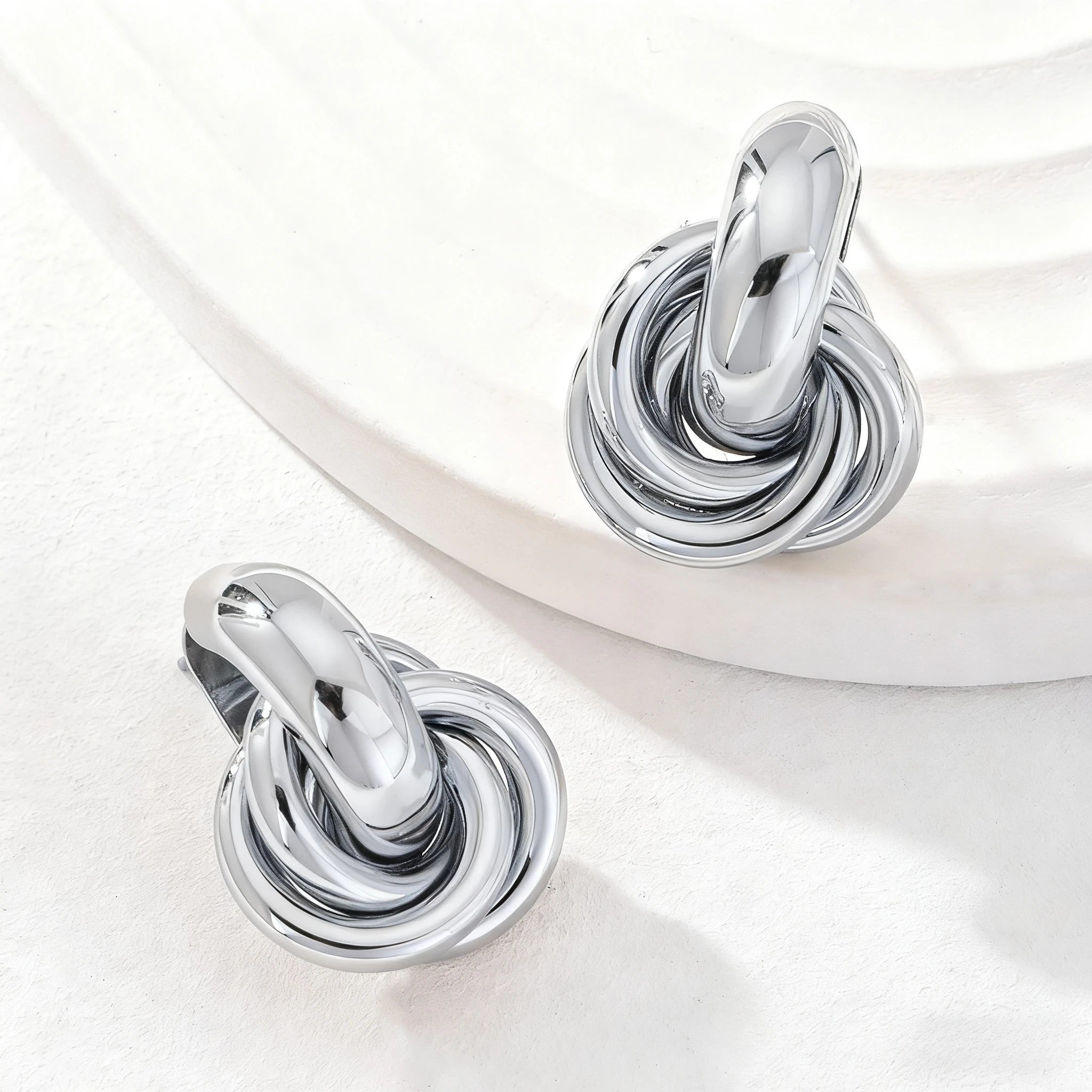 Stainless Steel Crystal Zircon Circle Earrings